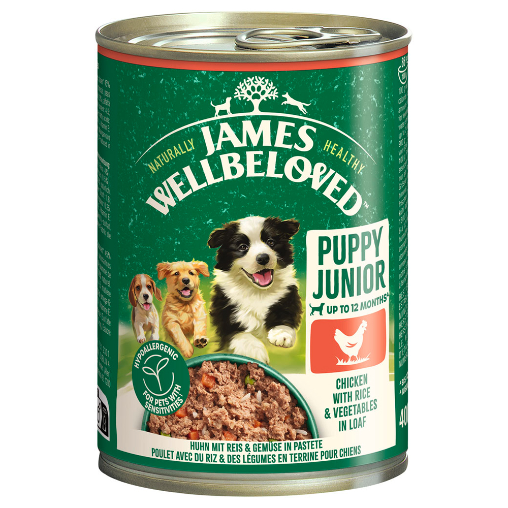 James Wellbeloved Junior Dog Hypoallergenic kuřecí v paštice - výhodné balení: 12 x 400 g