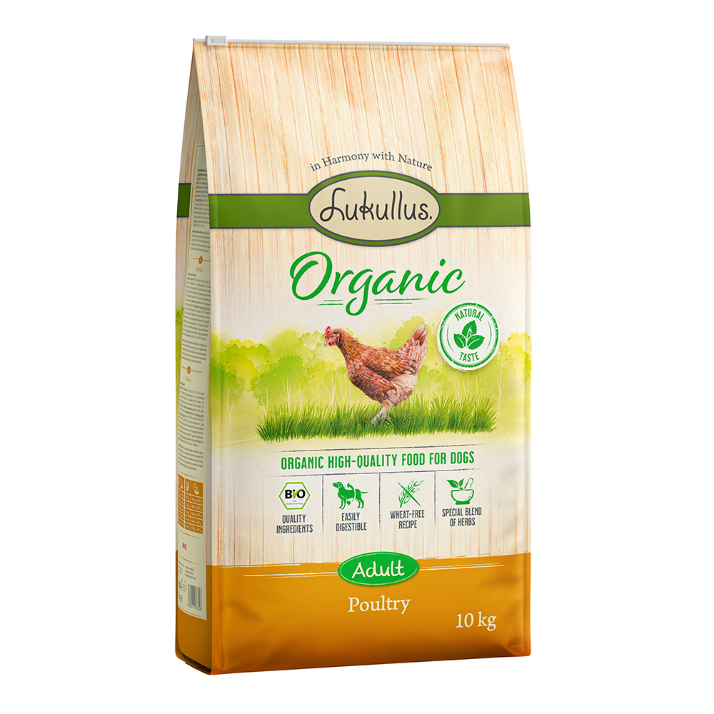 Lukullus Organic drůbež (bez pšenice) - výhodné balení: 2× 10 kg