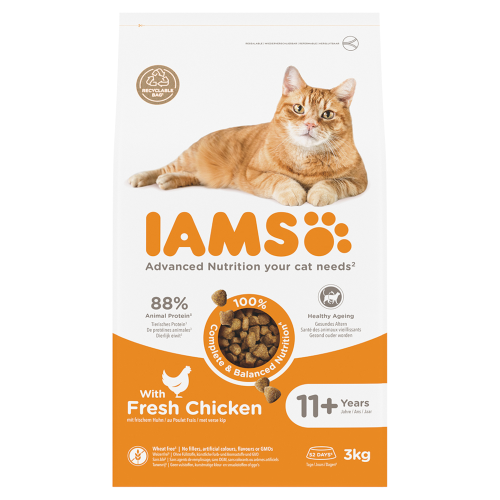 IAMS Advanced Nutrition Senior Cat 11+ s kuřecím - Výhodné balení: 2 x 3 kg