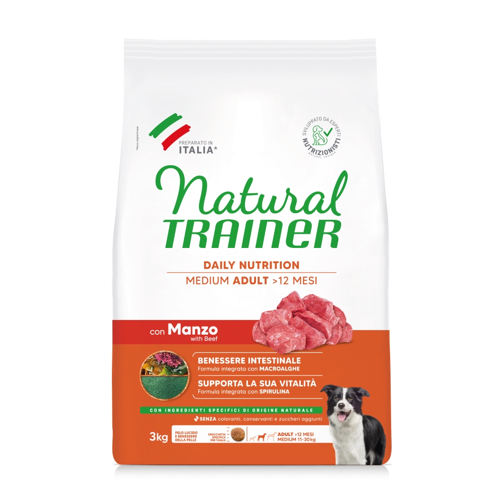 Natural Trainer Medium Adult hovězí a rýže - výhodné balení: 2 x 3 kg