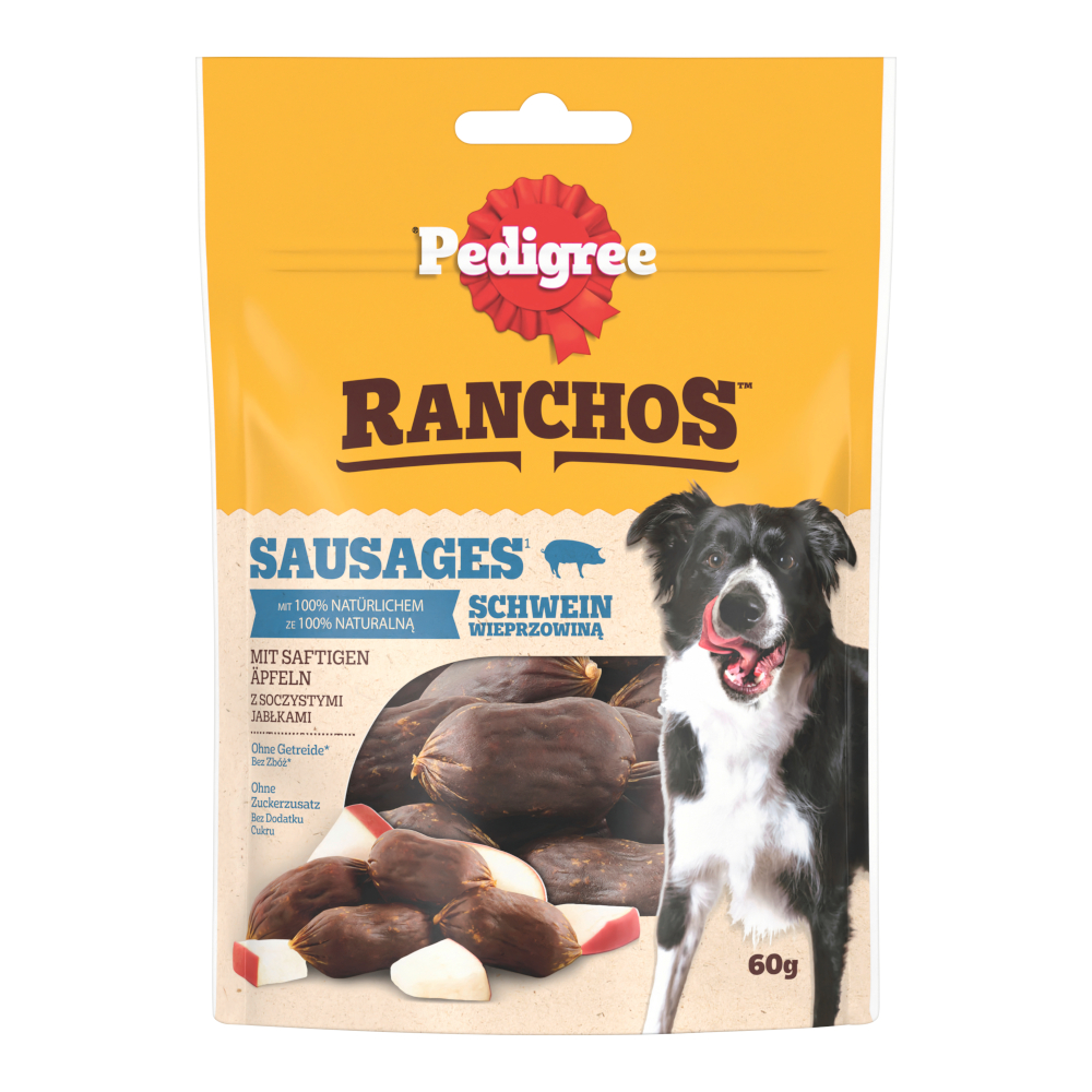 Pedigree Ranchos párečky - výhodné balení: vepřové a jablka (7 x 60 g)