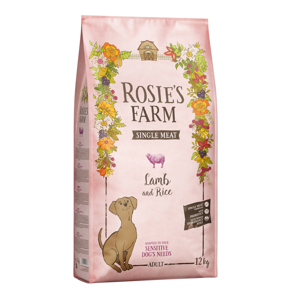 Rosie's Farm Single Meat Adult jehněčí s rýží - 12 kg