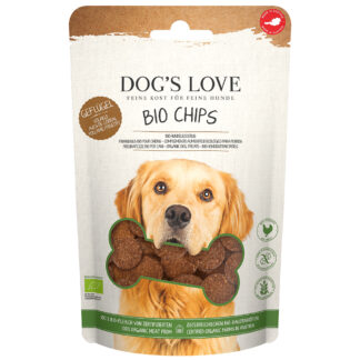 Dog's Love Bio chipsy s bio drůbežím masem - Výhodné balení: 12 x 150 g