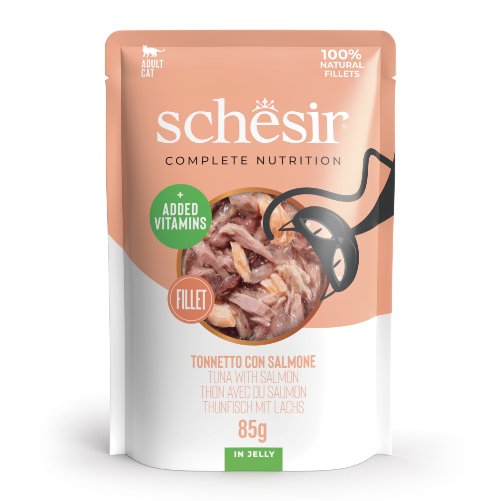 Schesir Complete Nutrition Fillet v želé 24 x 85 g - výhodné balení - tuňák s lososem