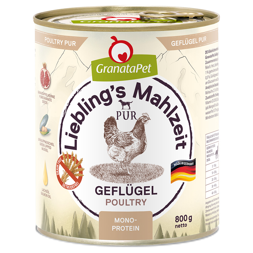 GranataPet Liebling's Mahlzeit 6 x 800 g - Drůbež PUR