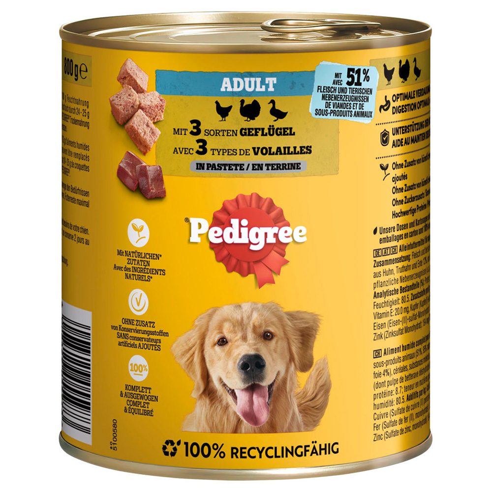 Pedigree Classic 12 ks (12 x 800 g) - drůbeží v paštice