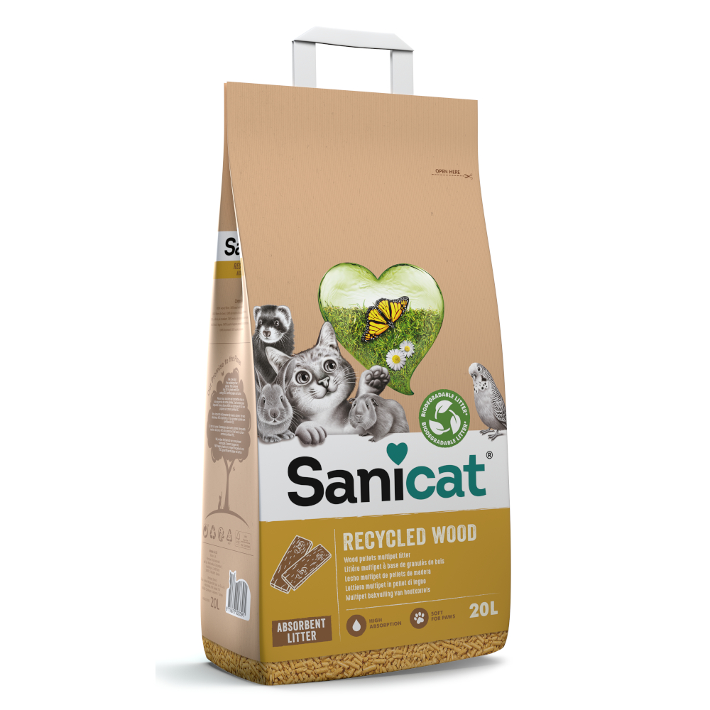 Sanicat Recycled Wood podestýlka pro kočky - výhodné balení: 2 x 20 litrů