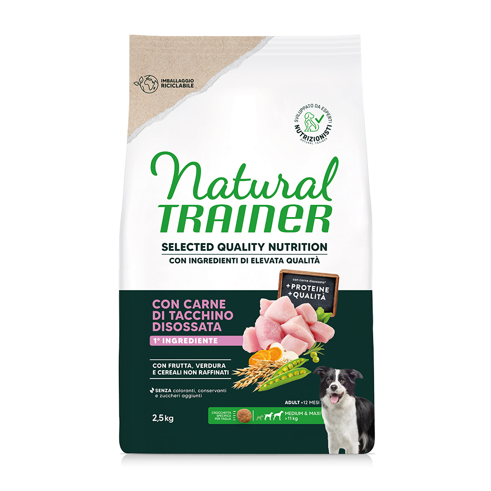Natural Trainer Selected Quality Nutrition Adult Medium & Maxi Turkey - výhodné balení: 2 x 2
