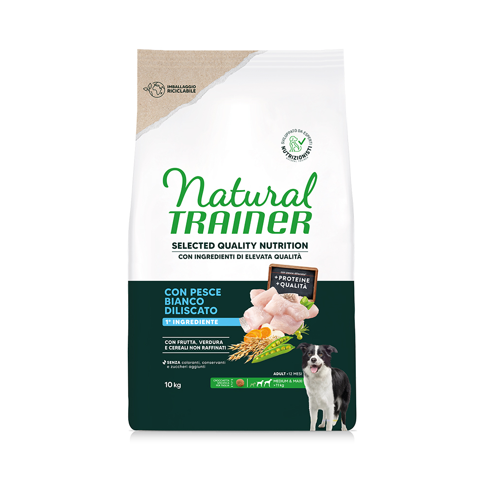 Natural Trainer Selected Quality Nutrition Adult Medium & Maxi White Fish - výhodné balení: 2 x 10 kg