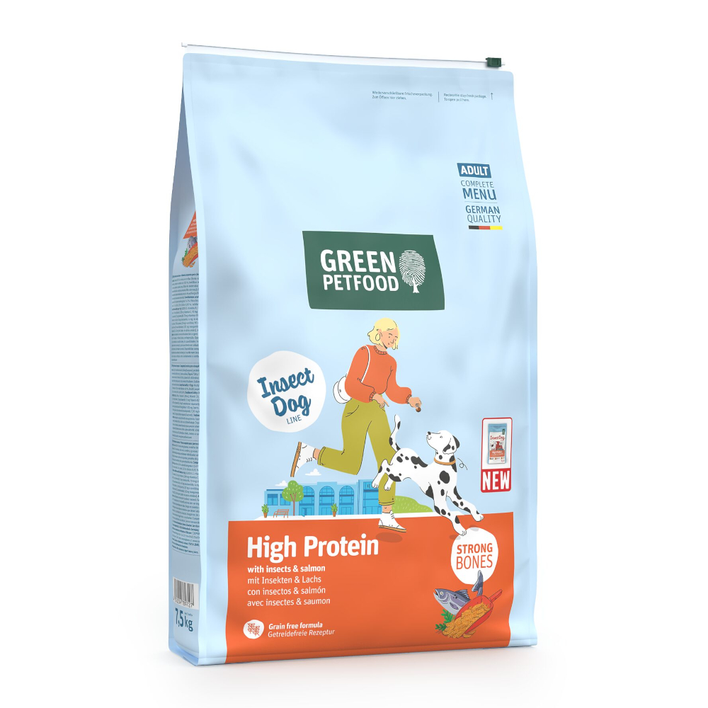 Green Petfood InsectDog High Protein s hmyzem a lososem - výhodné balení: 2 x 7