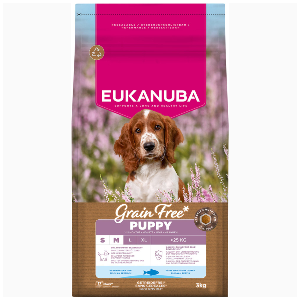 Eukanuba Grain Free Puppy Small & Medium Breed mořské ryby - výhodné balení: 2 x 3 kg