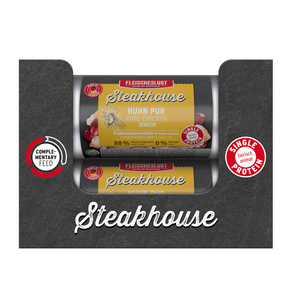 Fleischeslust Steakhouse Sensitive 12 x 500 g - Čisté kuřecí