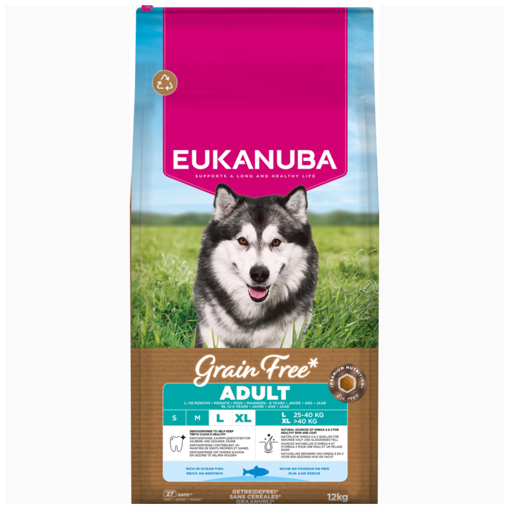 Eukanuba Grain Free Adult Large & Giant Breed mořské ryby - Výhodné balení: 2 x 12 kg