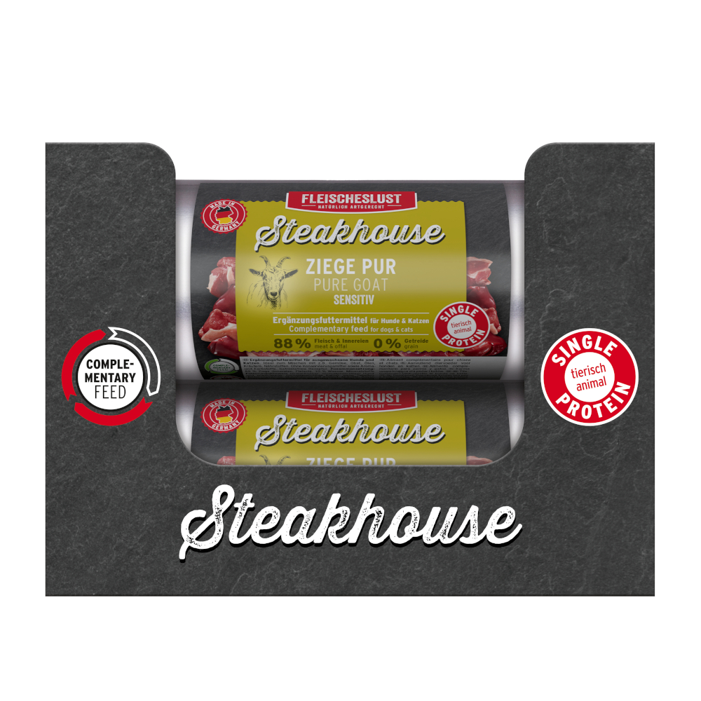 Fleischeslust Steakhouse Sensitive 12 x 500 g - Čisté kozí