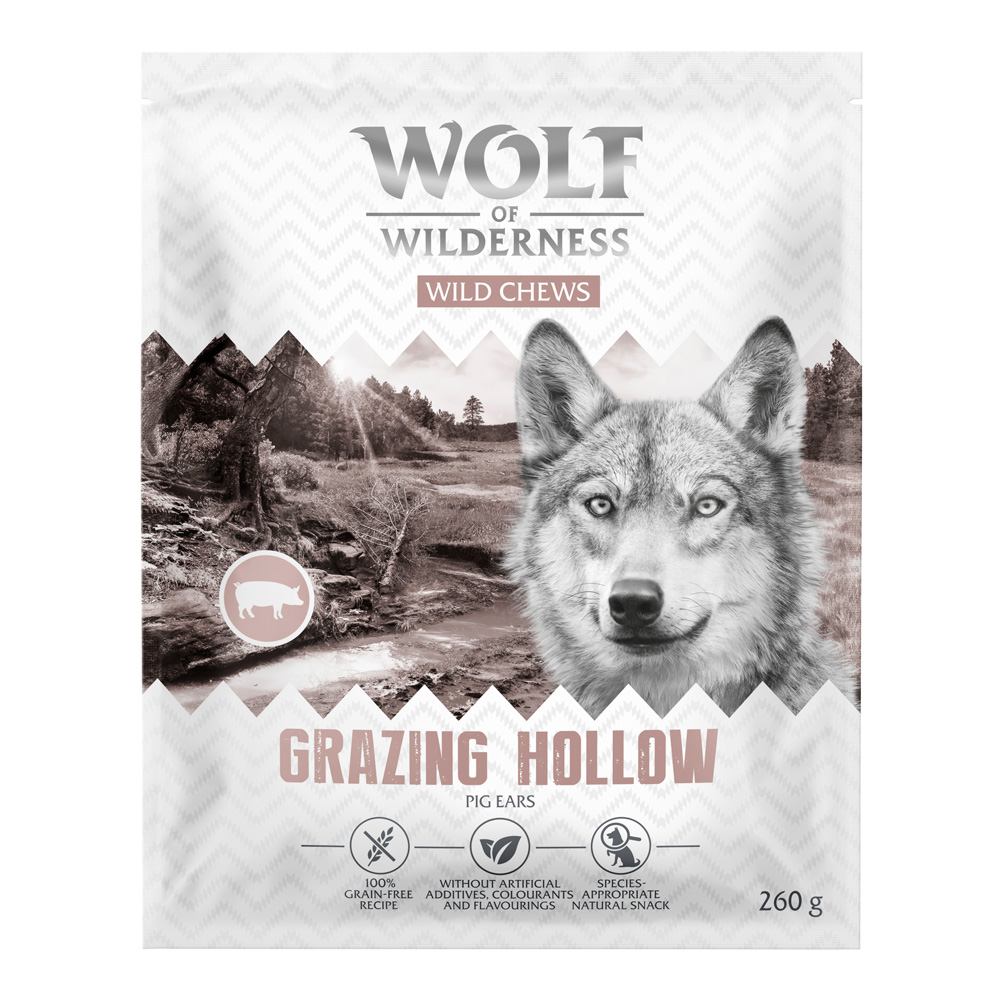 Wolf of Wilderness prasečí uši "Grazing hollows" - výhodné balení: 3 x 260 g