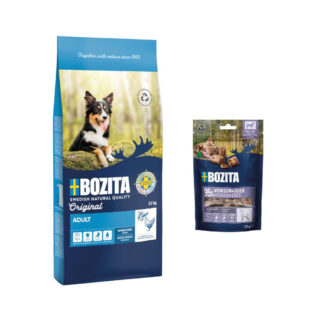 12 kg Bozita Original + 2 x 70 g Meaty Bites jelen a kachnou zdarma - Adult Original