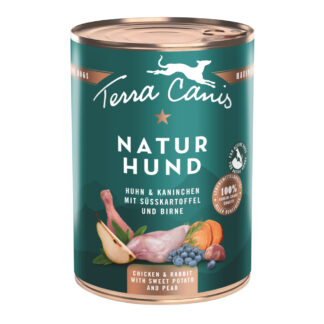 Výhodné balení Terra Canis Naturhund 12 x 400 g - kuřecí a králičí s bataty a hruškou
