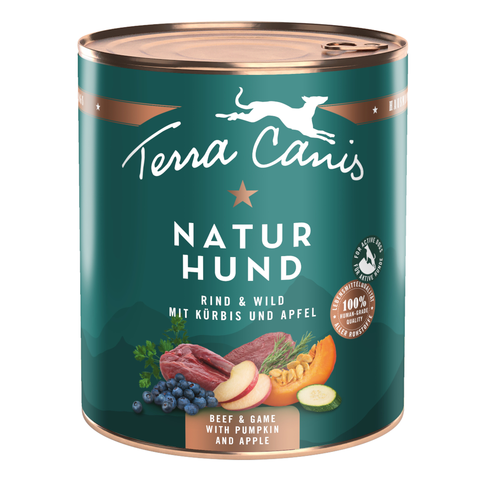 Terra Canis Natural Dog 12 x 800 g - výhodné balení - Hovězí a zvěřina s dýní a jablky