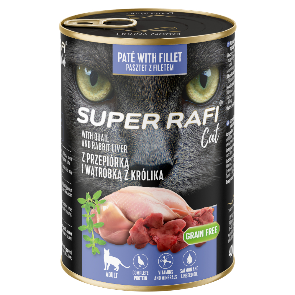 Rafi Cat Super 24 x 400 g - křepelka a králičí játra