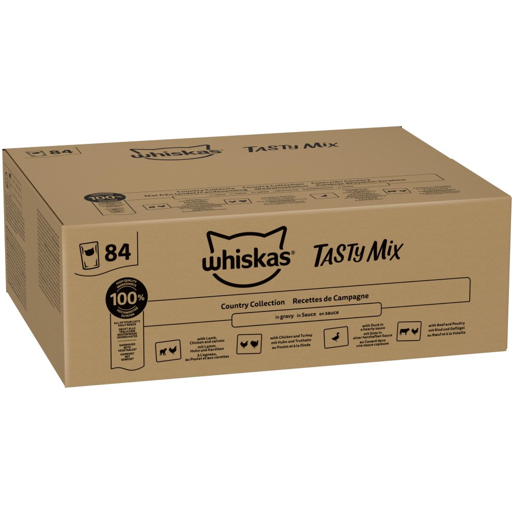 Whiskas 1+ Adult kapsička 84 x 85 g - country kolekce v omáčce