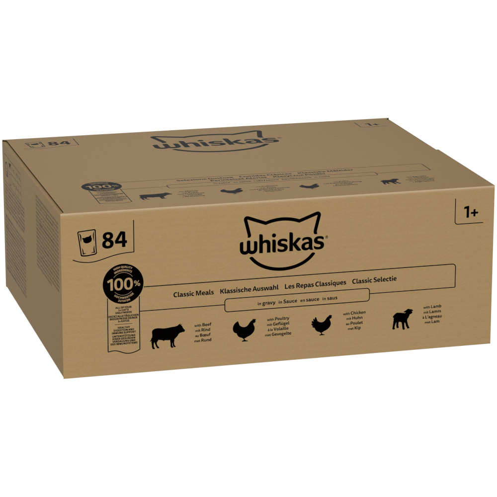 Whiskas 1+ Adult kapsička 84 x 85 g - klasická jídla v omáčce