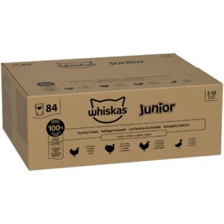 Jumbo balení Whiskas Junior kapsička 84 x 85 g Výběr drůbežího masa v želé
