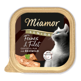 Výhodné balení Miamor Feines & Filet Senior 32 x 100 g - čistá drůbež se zvěřinou