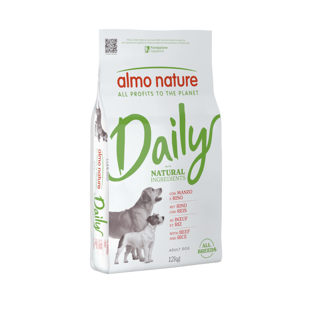 Almo Nature Daily pro všechna plemena hovězí a rýže - Výhodné balení: 2 x 12 kg