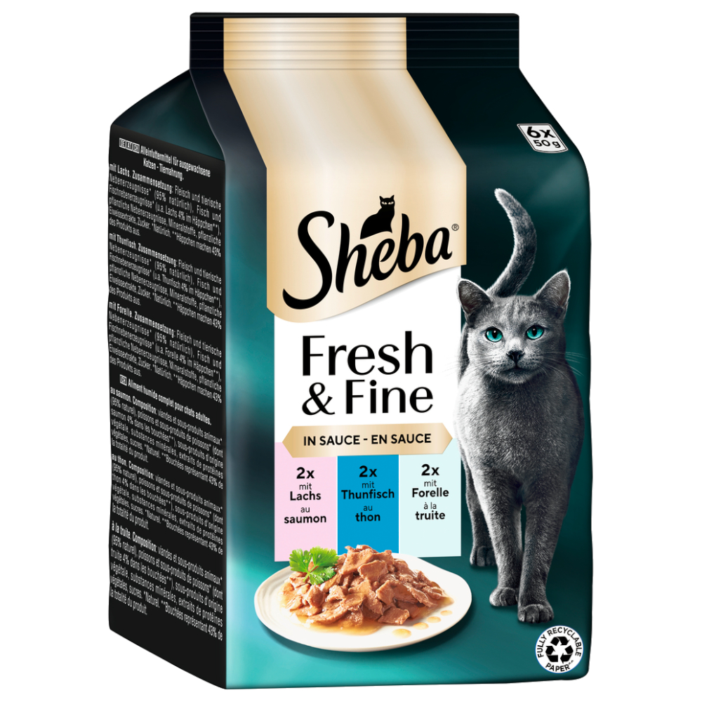 Výhodné balení 72 x 50 g Sheba Fresh & Fine - losos