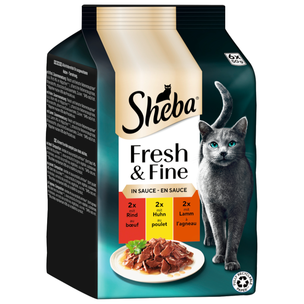 Výhodné balení 72 x 50 g Sheba Fresh & Fine - hovězí