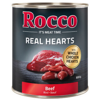 Výhodné balení: Rocco Real Hearts 24 x 800 g - hovězí s celými kuřecími srdci