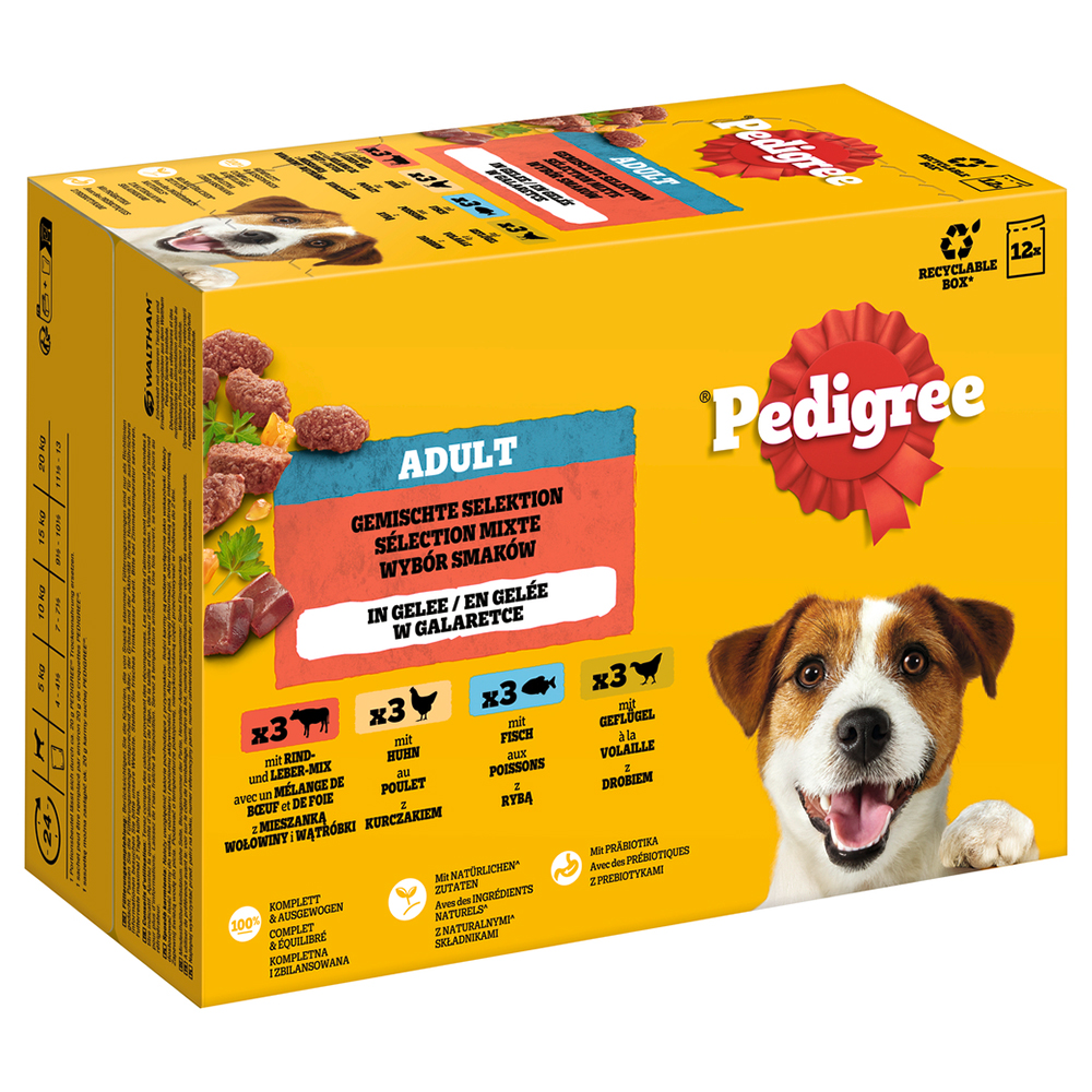 Pedigree Adult kapsičky multibalení - výhodné balení: výběr v želé (4 varianty) 96 x 100 g