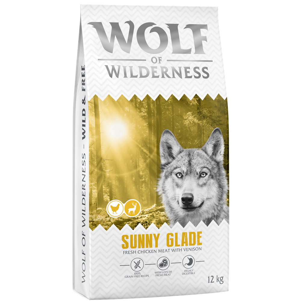 Wolf of Wilderness Adult "Sunny Glade" jelen - bez obilovin - výhodné balení: 2 x 12 kg nová receptura