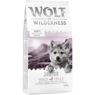 Wolf of Wilderness Junior "Wild Hills" bez obilné kachní - Výhodné balení: 2 × 12 kg