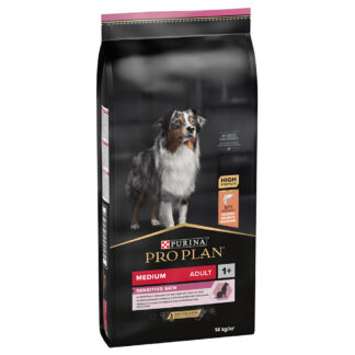 Výhodná balení PURINA PRO PLAN - Medium Adult Sensitive Skin OptiDerma losos s rýží (2 x 14 kg)