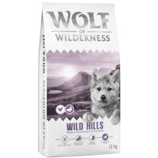 Wolf of Wilderness Junior "Wild Hills" bez obilné kachní - výhodné balení: 2 x 12 kg nová receptura