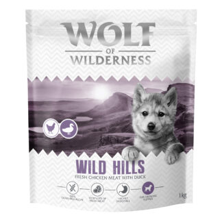 Wolf of Wilderness Junior "Wild Hills" bez obilné kachní - výhodné balení: 4 x 1 kg nová receptura