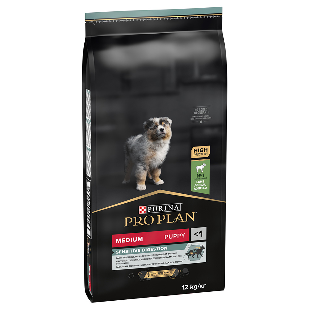 Výhodná balení PURINA PRO PLAN - Medium Puppy Sensitive Digestion Jehněčí & rýže (2 x 12 kg)
