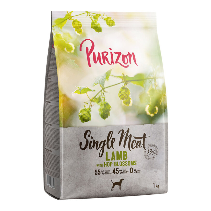 Purizon Single Meat Adult jehněčí a hrách s květy chmele - 4 kg