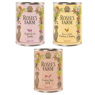 Výhodné balení Rosie's Farm Adult 24 x 400 g  - Míchané balení (kuřecí a krůtí
