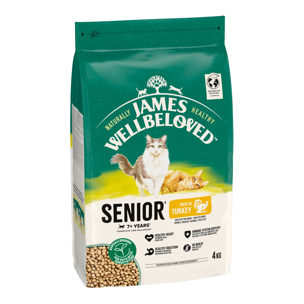 James Wellbeloved Senior Cat Hypoallergenic krůta & rýže - výhodné balení 3 x 4 kg