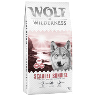 Wolf of Wilderness "Scarlet Sunrise" losos a tuňák - bez obilovin - výhodné balení: 2 x 12 kg nová receptura