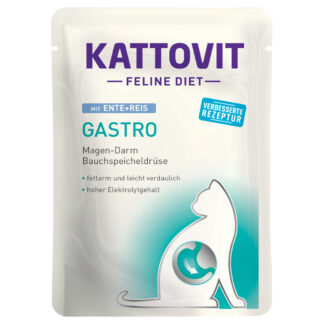 Kattovit Feline Gastro Pouch 85 g - 24 x 85 g kachní a rýže