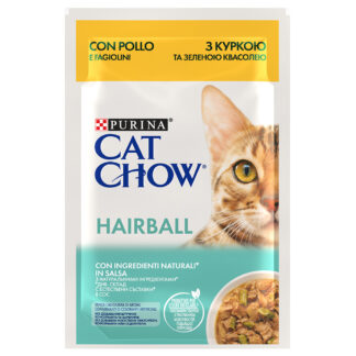 Cat Chow 2 x 26 kapsiček (52 x 85 g) - Hairball kuřecí a zelené fazolky