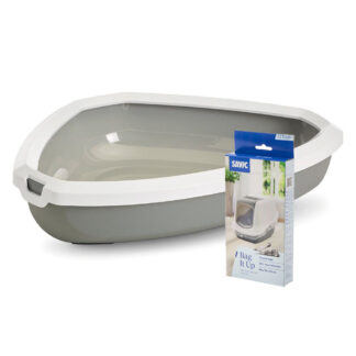 Savic Rincon rohová toaleta s okrajem - startovací sada: toaleta šedá / bílá + 12ks sáčků Bag it up