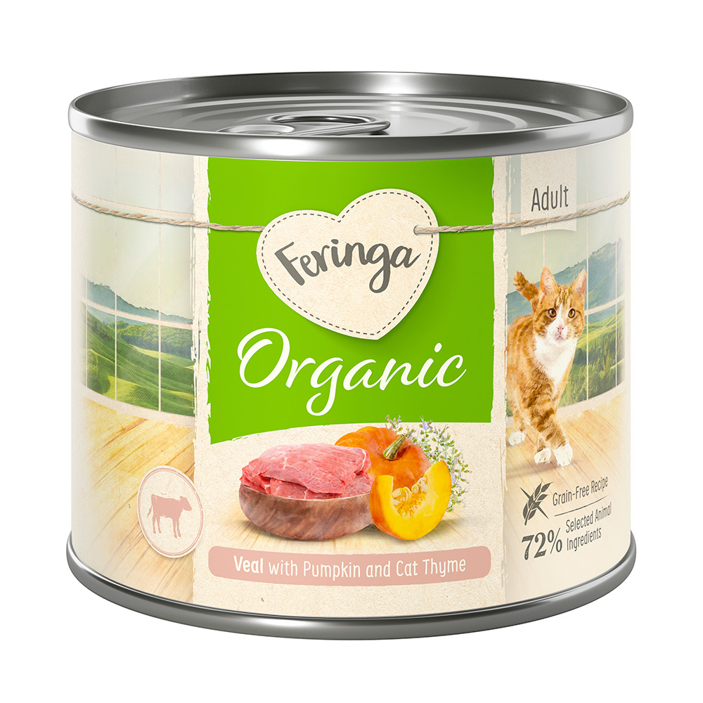 Feringa Organic Adult 12 x 200 g - telecí s dýní a ožankou kočičí