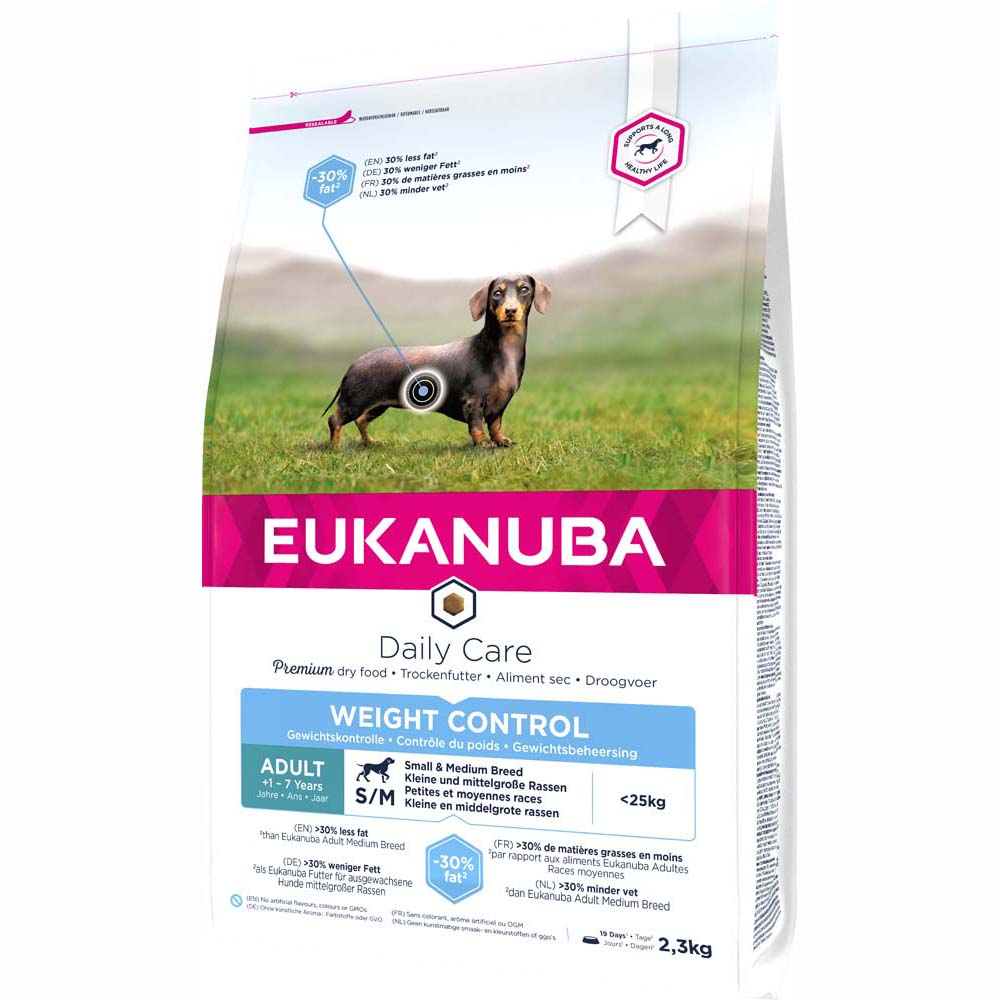 Eukanuba Daily Care Weight Control Small/Medium Adult Dog - výhodné balení: 2 x 2