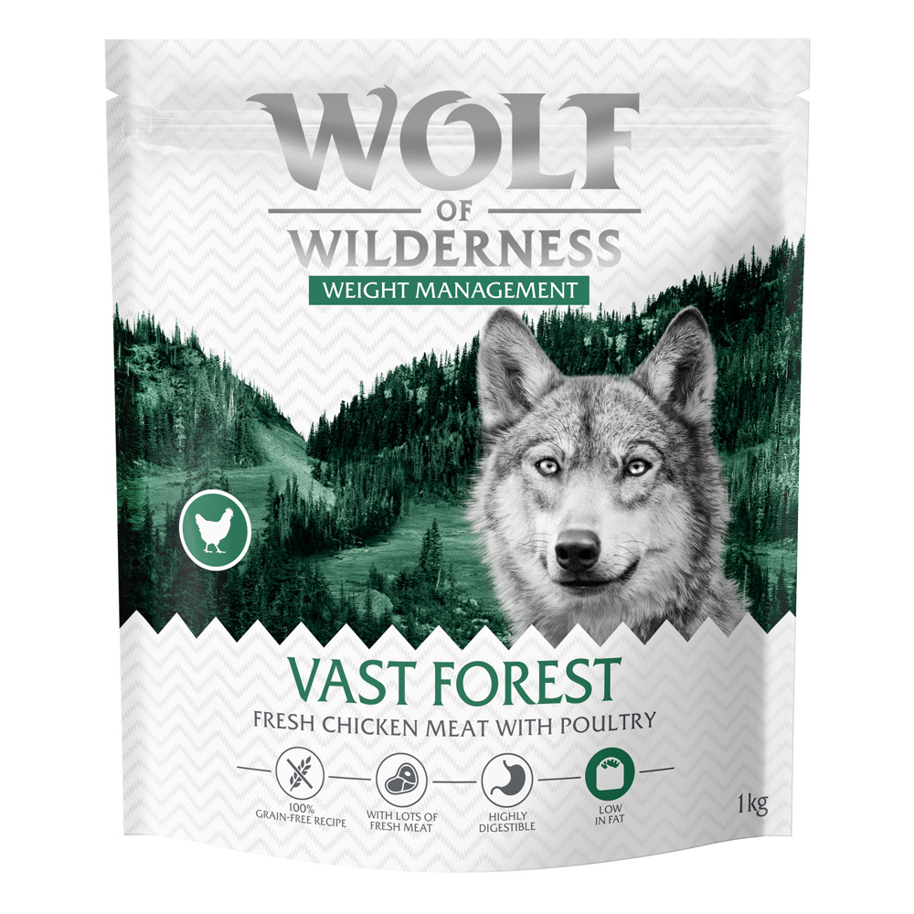 Wolf of Wilderness "Explore The Vast Forests" Weight Management - bez obilovin - Výhodné balení: 4 x 1 kg: nová receptura