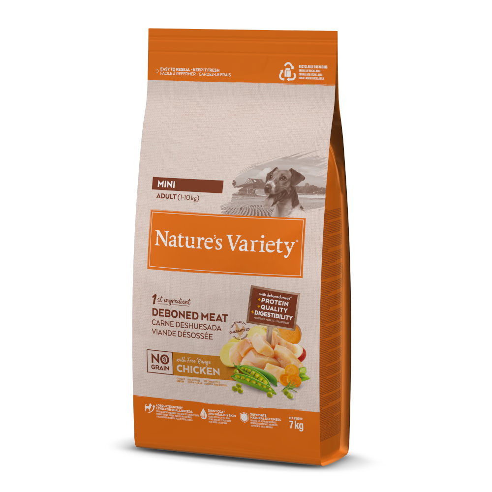 Nature's Variety No Grain Mini Adult kuřecí z volného chovu - výhodné balení 2 x 7 kg