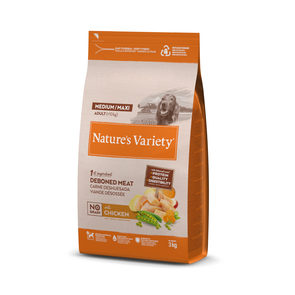 Nature's Variety No Grain Medium/Maxi Adult kuře z volného chovu - 3 kg